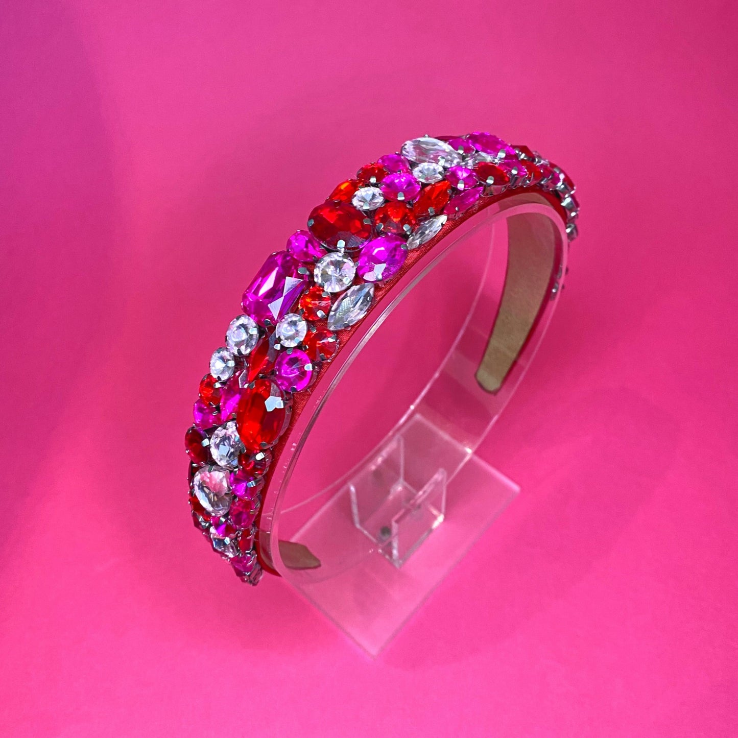 Classic Crystal Headband - Hot Pink, Red and Light Pink