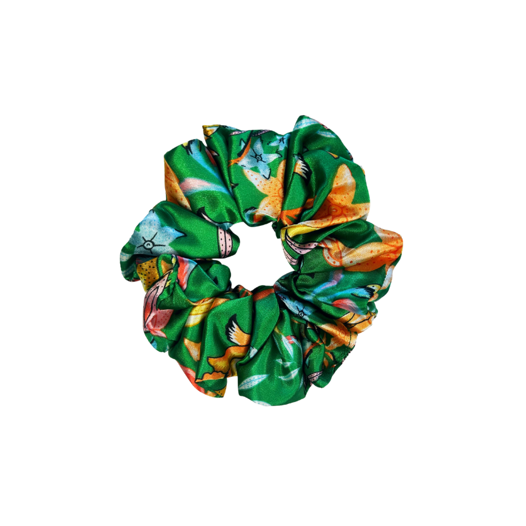 XL SCRUNCHIE - GREEN FLORAL PRINT