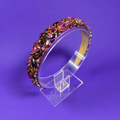 Two-Tone Crystal Headband - Purple and Hot Pink