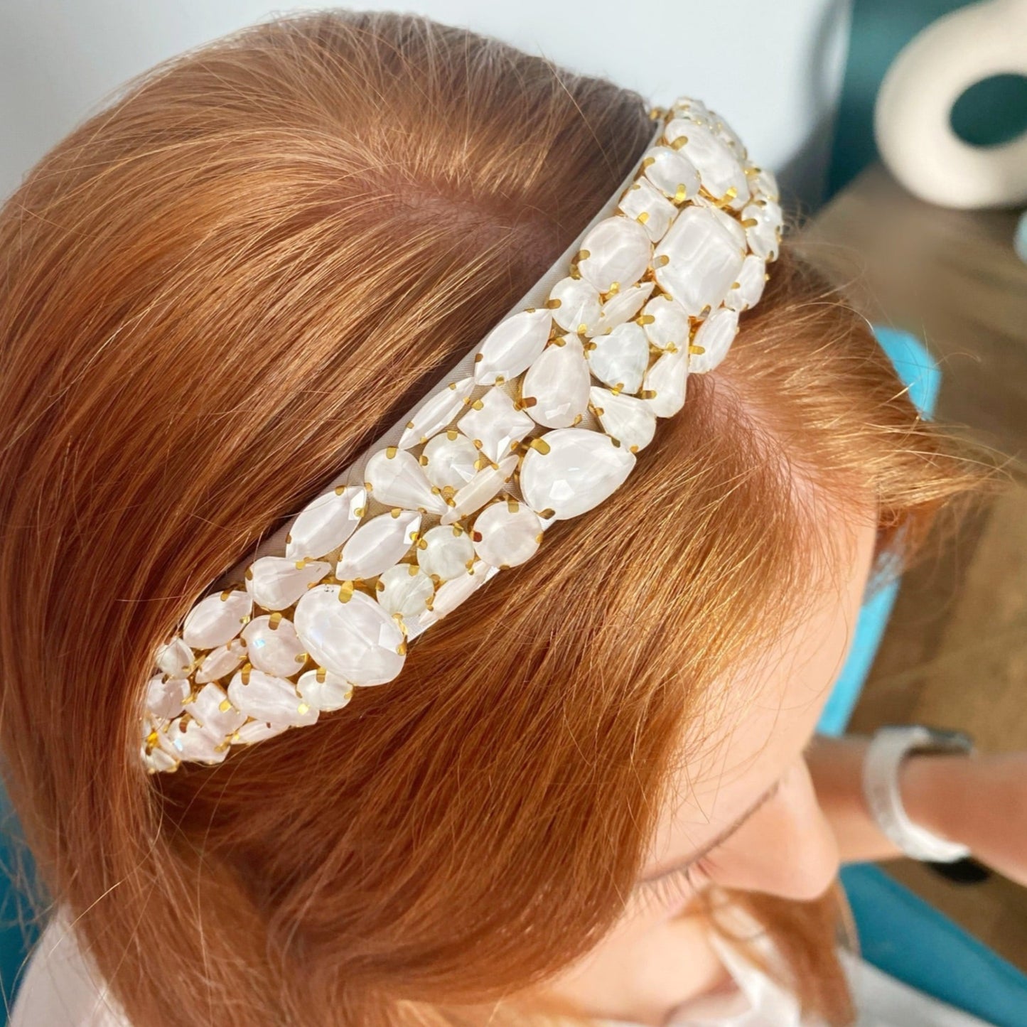 Matte Crystal Headband - Bridal White