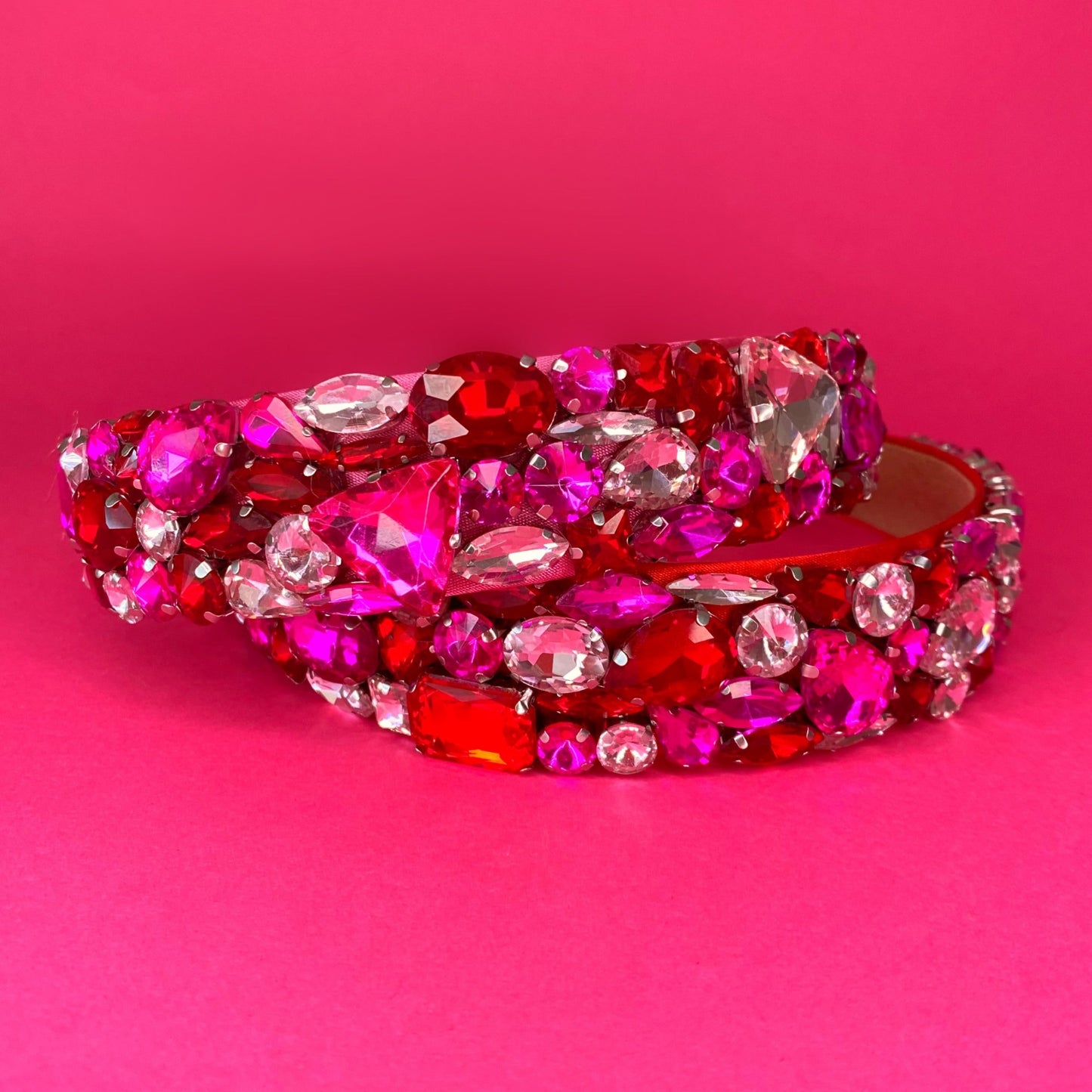 Classic Crystal Headband - Hot Pink, Red and Light Pink