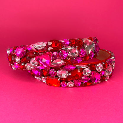 Classic Crystal Headband - Hot Pink, Red and Light Pink