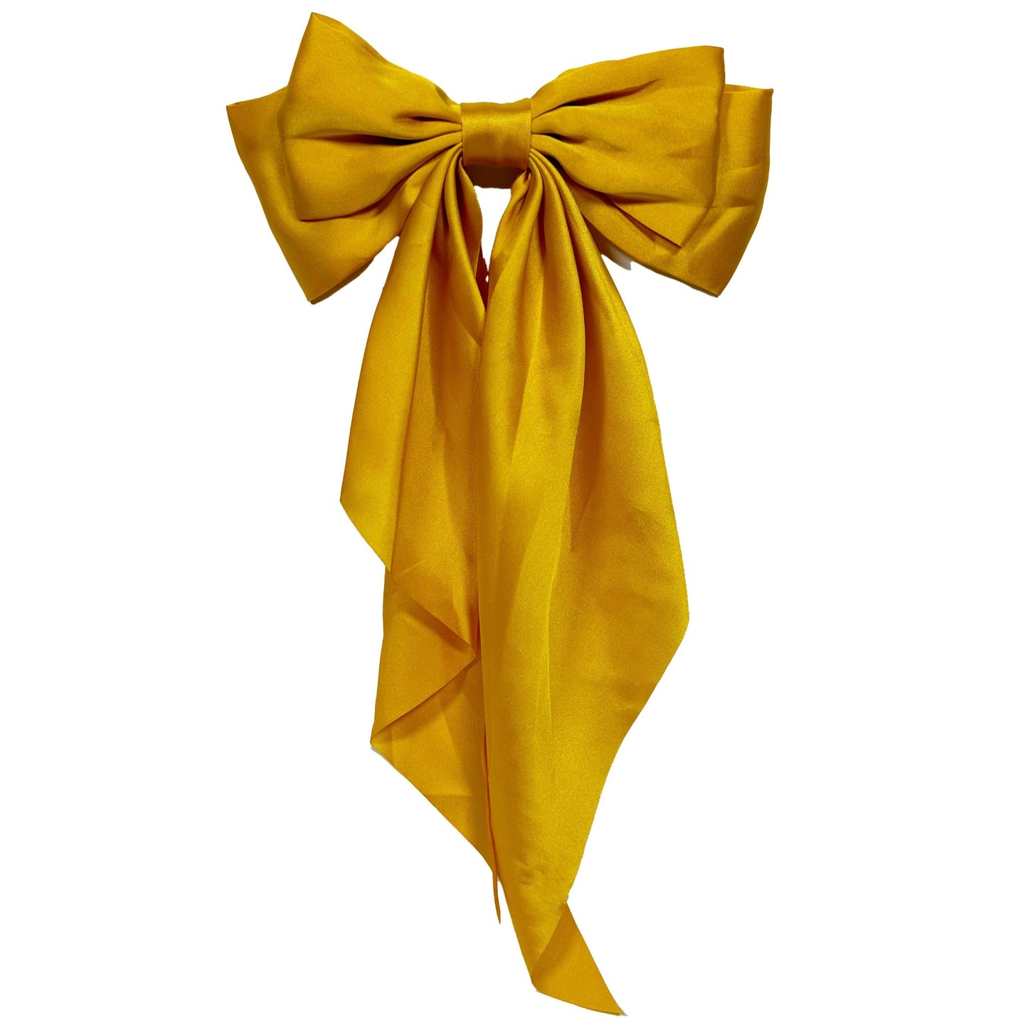 Yellow Satin Bow Large Hair Clip