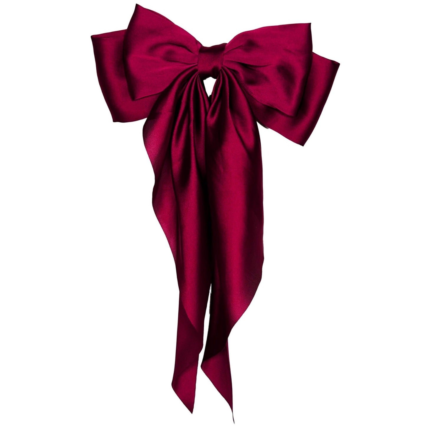 Wine Red Satin Bow Large Hair Clip