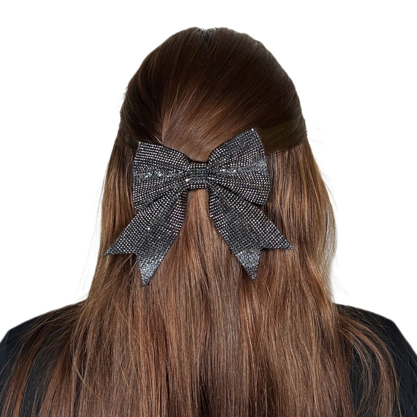 Large Black Diamonte Crystal Hairbow