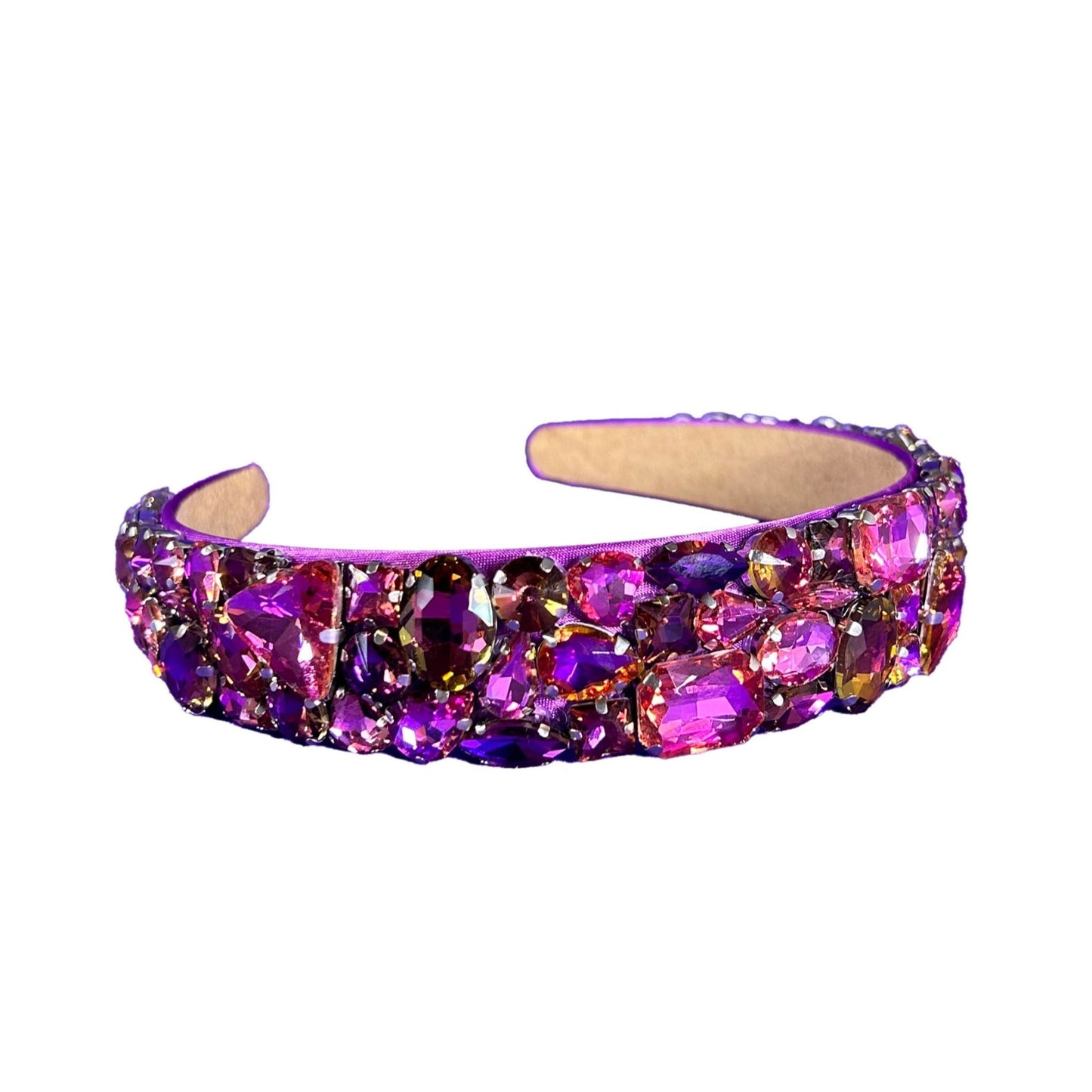 Two-Tone Crystal Headband - Purple and Hot Pink