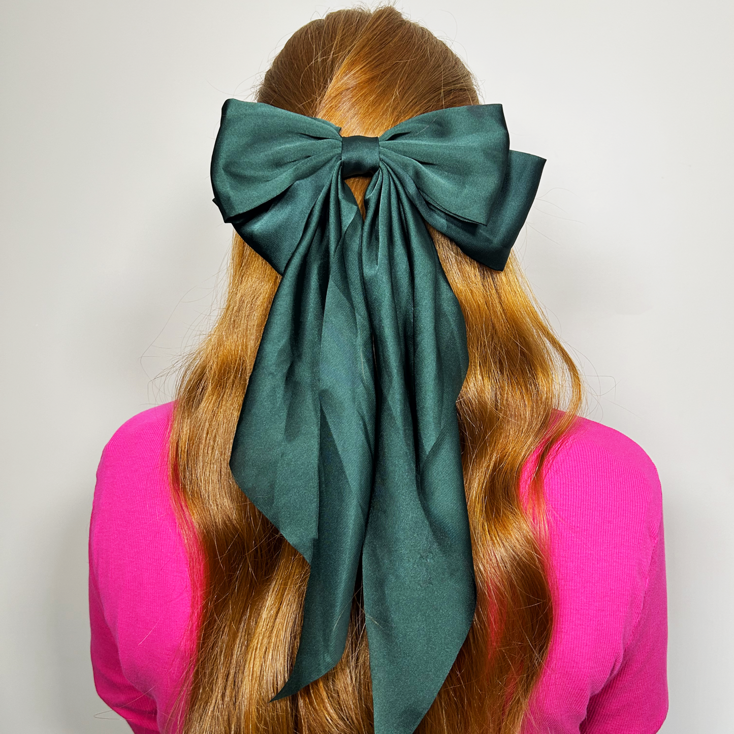 Emerald Green Satin Bow Large Hair Clip