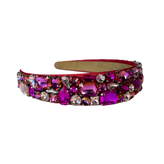 Classic Crystal Headband - Hot Pink, Red and Light Pink