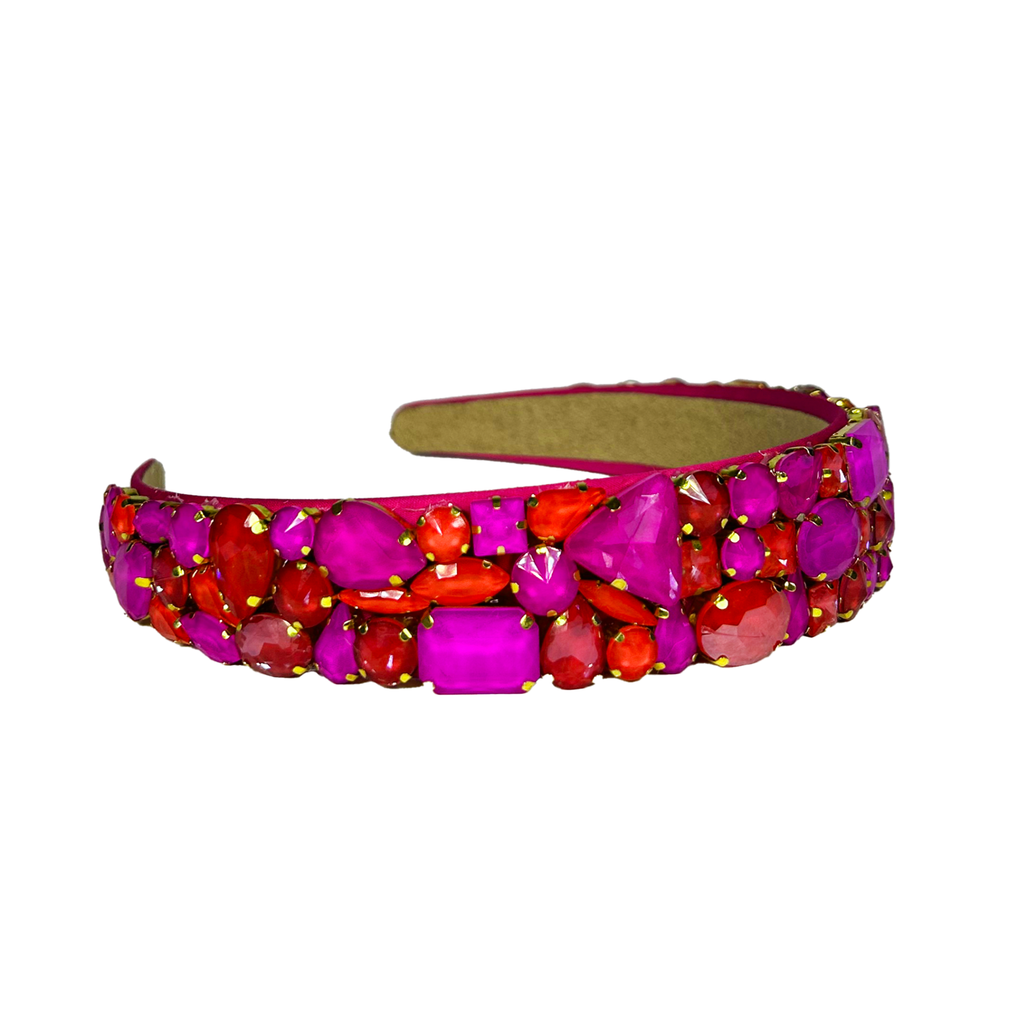 Matte Crystal Headband - Summer Hot Pink and Red