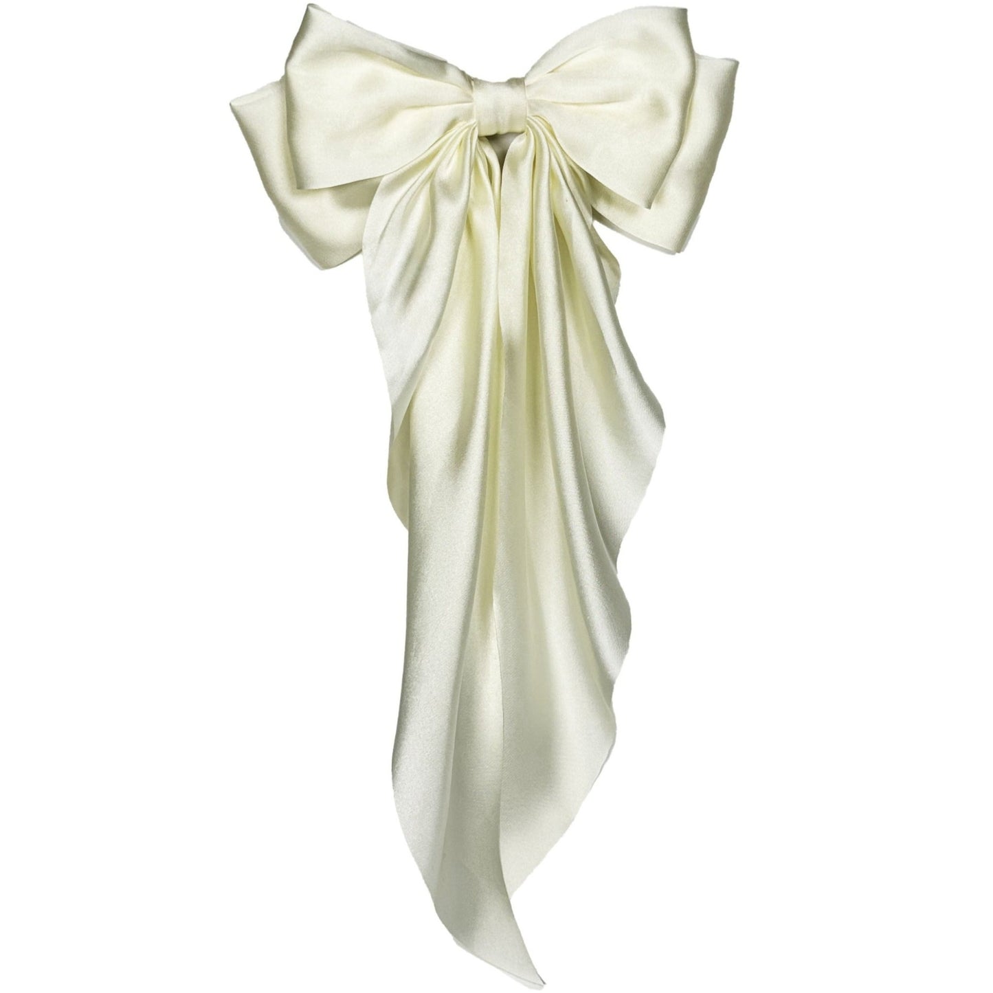 Ivory White Satin Bow Large Hair Clip