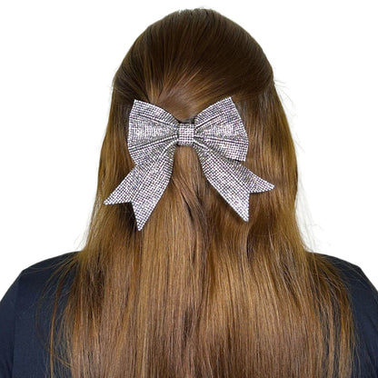 Large Silver Diamonte Crystal Hairbow